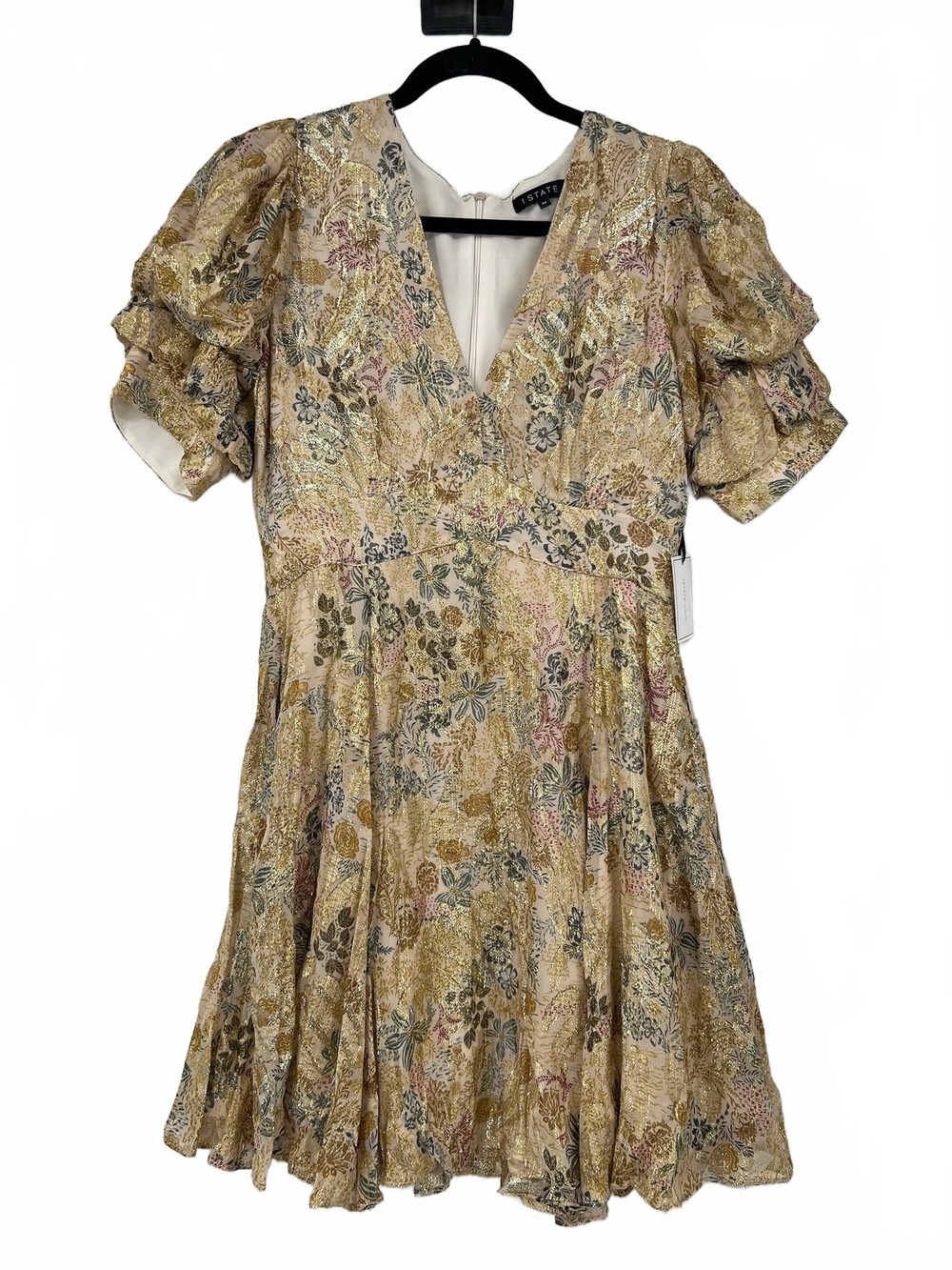 1. State Gold & Green Printed V-Neck Midi Dress | Women’s M Viscose